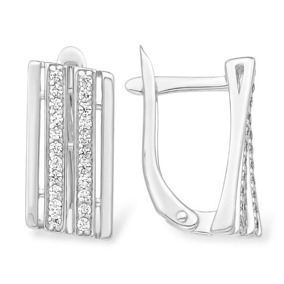 Серьги, серебро, фианит, 12100113400-501